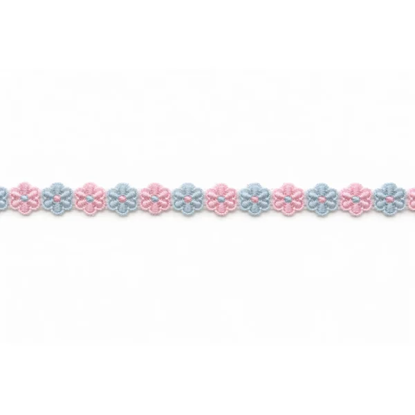 Pasamanería Flores Rosa y Azul 1cm