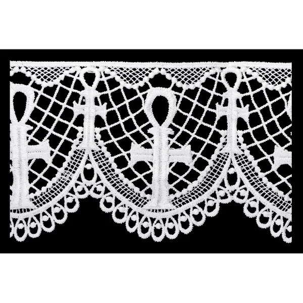Puntilla de guipur blanco con arcos