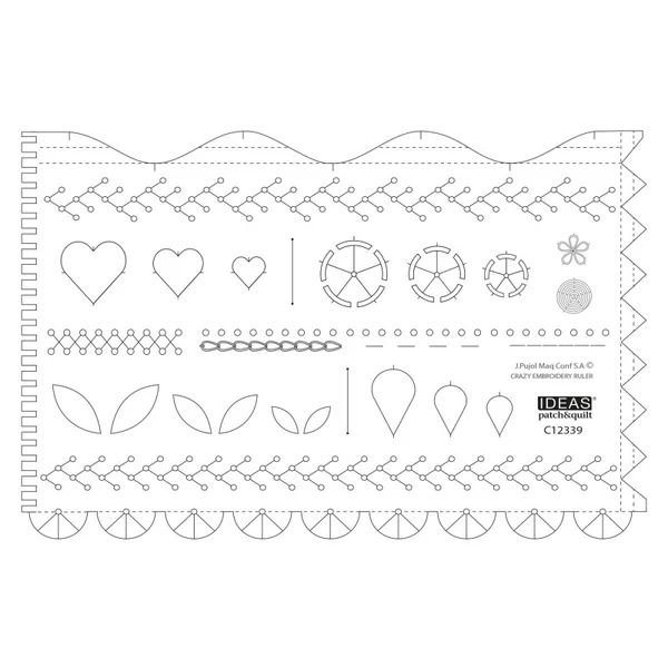 Regla Crazy para Bordado Ideas 20 x 13 cm
