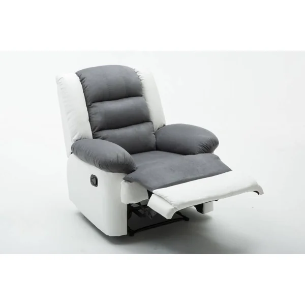 Relaxfauteuil relaxstoel verstelbaar "Buckingham" - 85 x 93 x 100 cm - Wit / Lichtgrijs - Imagen 3