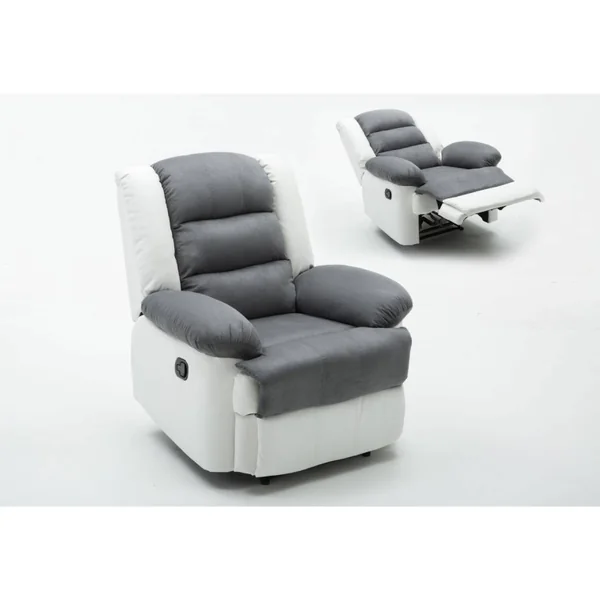 Relax-Sessel "Buckingham" - 85 x 93 x 100 cm - Weiß / Hellgrau