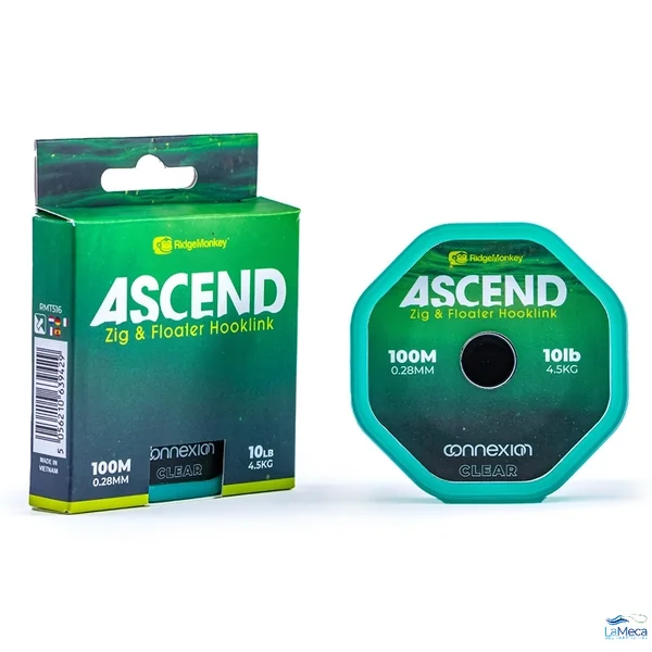 RIDGE MONKEY ASCEND ZIG & FLOATER HOOKLINK 100m 10lb 0,28mm