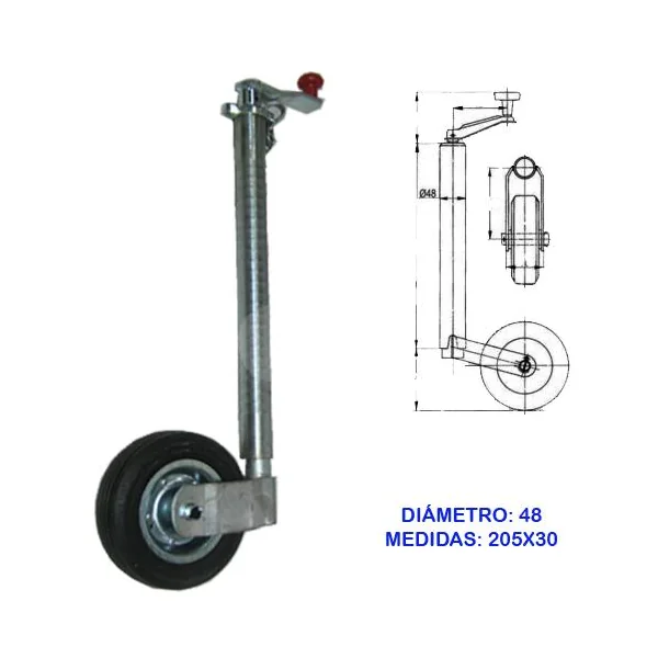 RUEDA JOCKEY D 48 ESTRIADA - Imagen 2