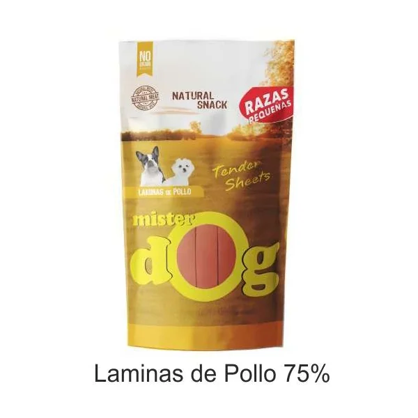 Snack LAMINAS De POLLO 70 gr. Mister Dog