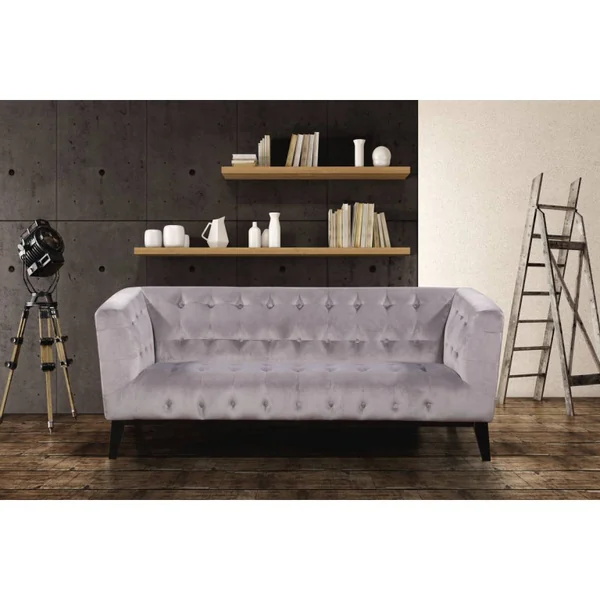 Sofa aus Samt "Vanessa" - 3-Sitzer - Hellgrau - Imagen 2