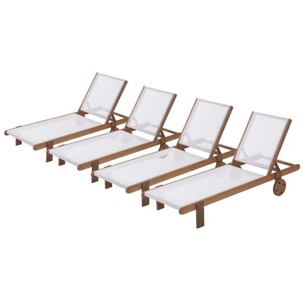Sonnenliege aus Tropenholz "Saigon" - Maple - Ecru - 4er-Set
