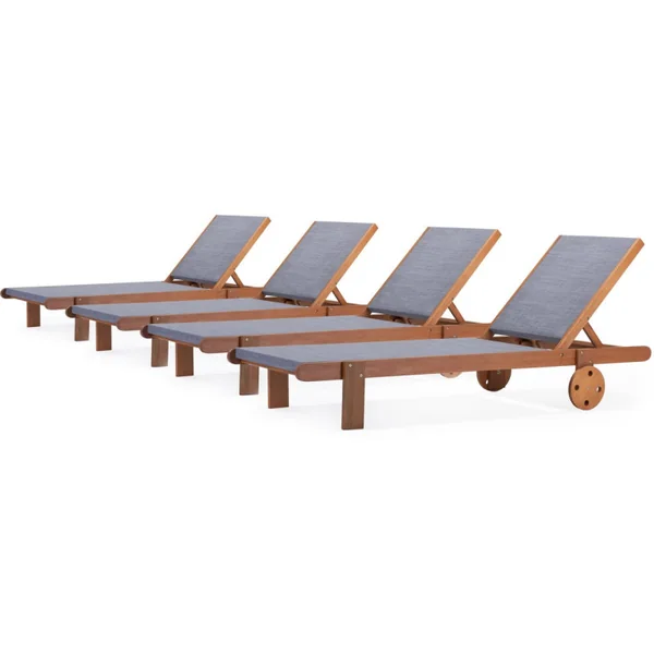 Sonnenliege aus Tropenholz "Saigon" - Maple - Grau - 4er-Set