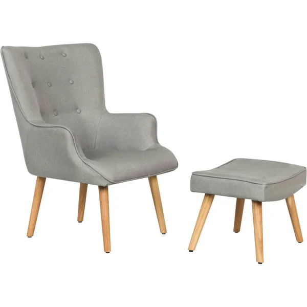Stoel fauteuil stof Scandinavisch design "Odense" - 1 zits - Grijs lichtgrijs