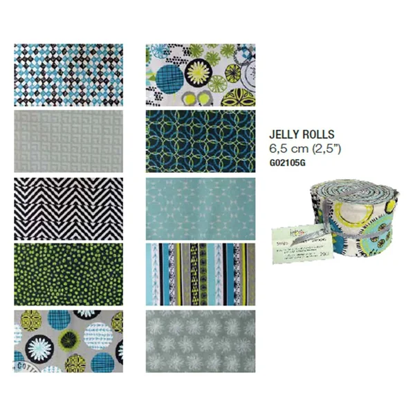 Tela Precortada Malloway - Jelly Rolls 6,5 cm