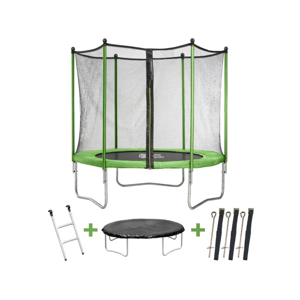 Trampolin "Yoopi" - Ø 1,8 m - mit Netz + Leiter + Abdeckung + Befestigungsset