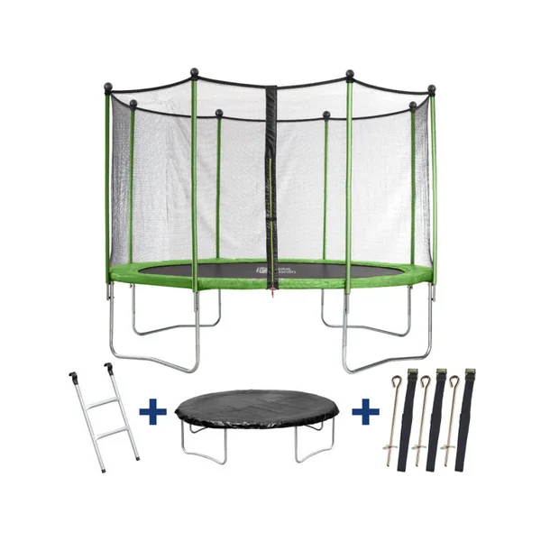 Trampolin "Yoopi" - Ø 4,25 m - mit Netz + Leiter + Abdeckung + Befestigungsset