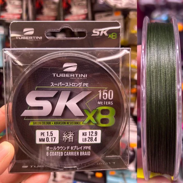 TUBERTINI SK X8 DARK GREEN 150M PE1,5 - 0,17MM "TRENZADO"