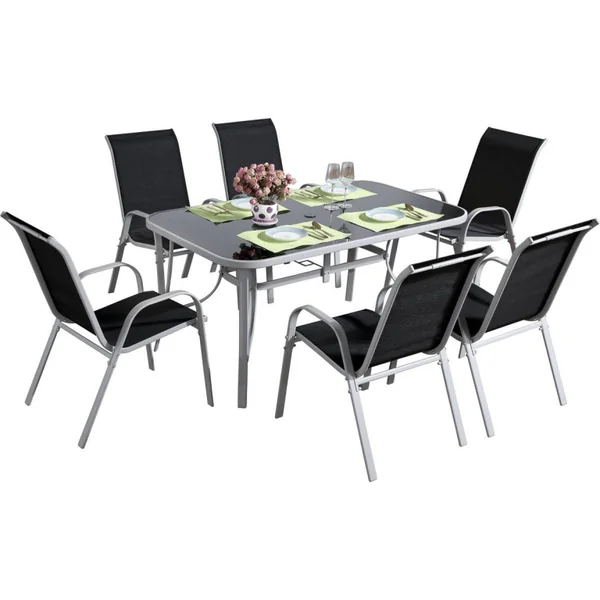 Tuinset textileen "Cordoba" - Phoenix - 6 zits - Zwart
