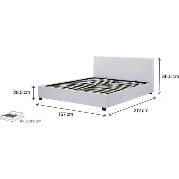 Tweepersoonsbed met opbergruimte bed "Carla" - 160 x 200 cm - Wit - Imagen 4