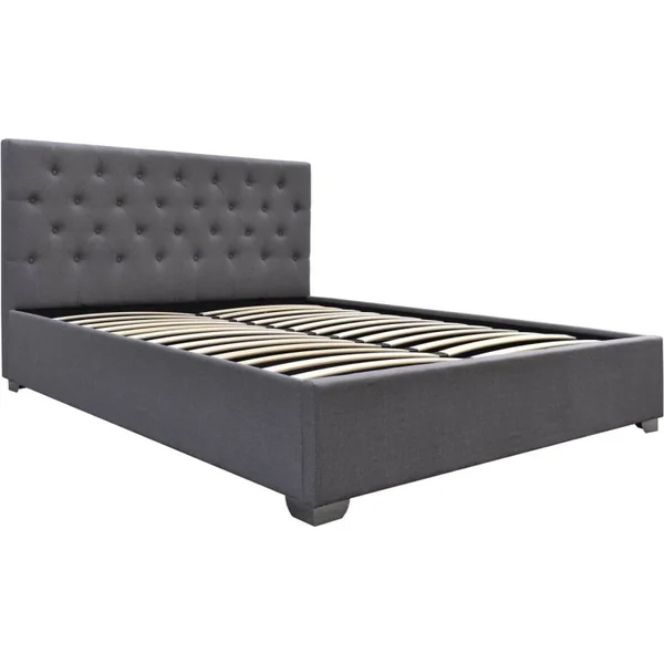Tweepersoonsbed met opbergruimte "Tino" - 160 × 200 cm - Grijs