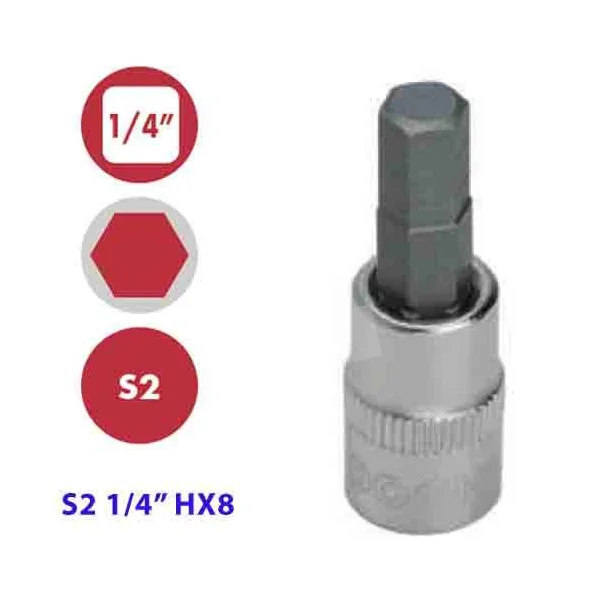 VASO CON PUNTA HEXAGONAL 1/4" HX8