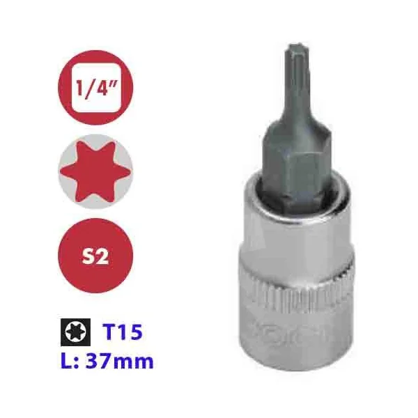 VASO CON PUNTA S2 TORX 1/4" T15