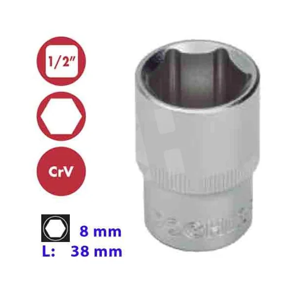 VASO HEXAGONAL 1/2" 8MM