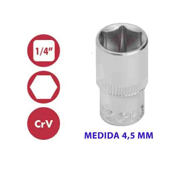 VASO HEXAGONAL 1/4" 4,5 MM