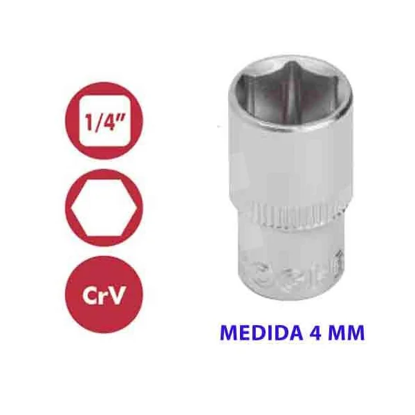 VASO HEXAGONAL 1/4" 4 MM