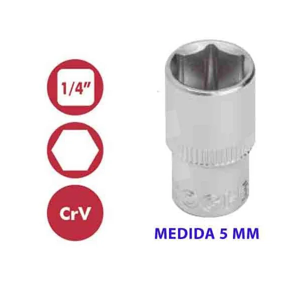 VASO HEXAGONAL 1/4" 5 MM