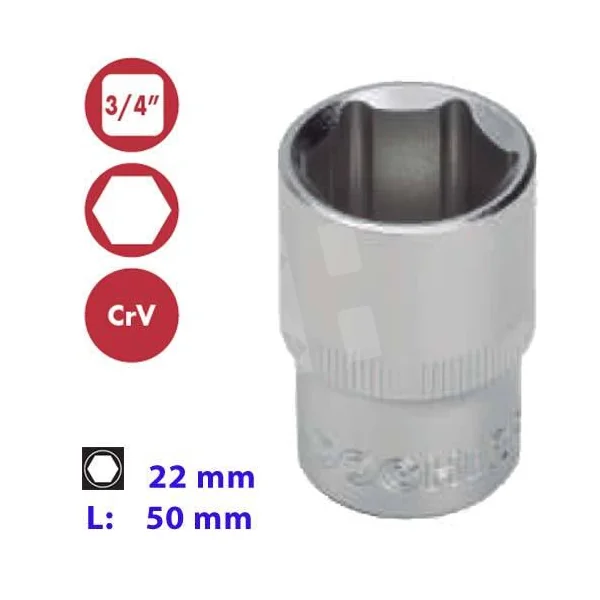 VASO HEXAGONAL 3/4" 22 MM