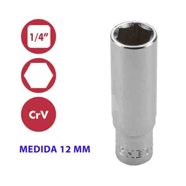 VASO HEXAGONAL S/LARGO 1/4" 12MM