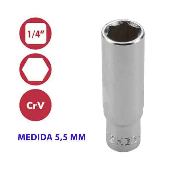 VASO HEXAGONAL S/LARGO 1/4" 5,5MM
