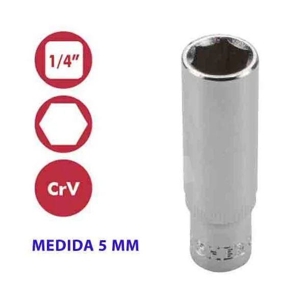 VASO HEXAGONAL S/LARGO 1/4" 5MM