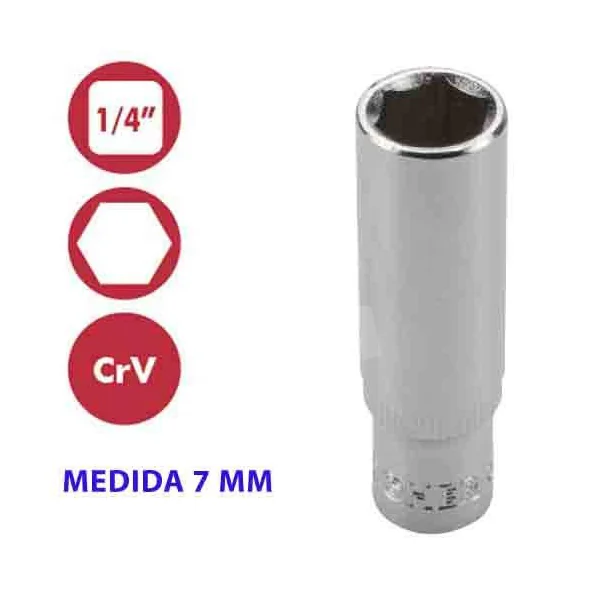 VASO HEXAGONAL S/LARGO 1/4" 7MM
