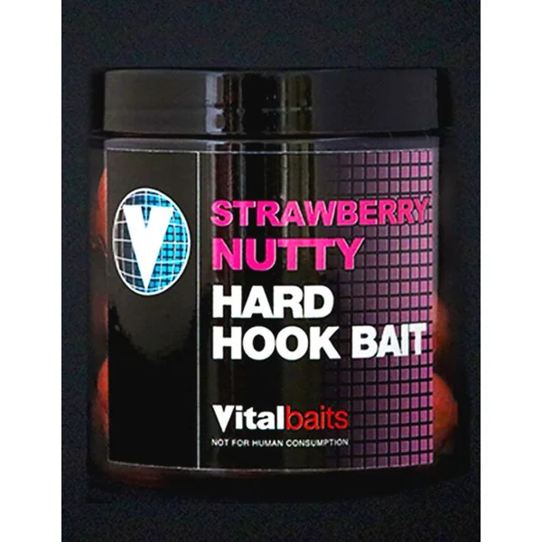 Vitalbaits Hard Hook Bait Strawbeey Nutty 24mm 100gr
