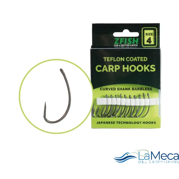 ZFISH TEFLON HOOKS CURVED SHANK BARBLESS
