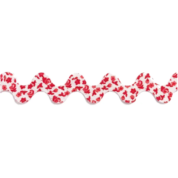 Zig Zag Flores Rojas Ancho 30mm